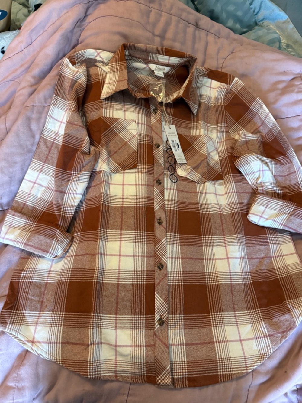Carhartt Rust and Cream Plaid Button-Down Shirt